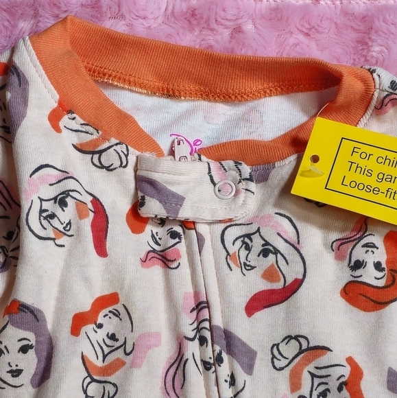 Amazon Essentials Disney Princesses Pink & Orange Onesie Footed Pyjamas Size 3T - Picture 6 of 8
